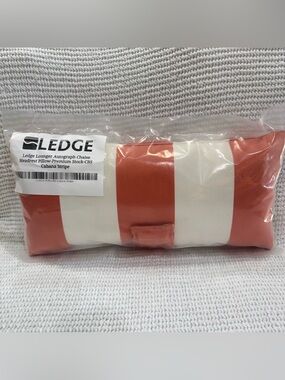 Ledge Lounger Coral and White Striped AUTOGRAPH Chaise Headrest Pillow. New.